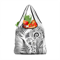 New Zealand Sea Animals Grocery Bag with Maori Koru Tribal Tattoo and Silver Ferns White Color LT03 1-pack One Size White - Polynesian Pride