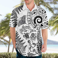 New Zealand Sea Animals Hawaiian Shirt with Maori Koru Tribal Tattoo and Silver Ferns White Color LT03 - Polynesian Pride