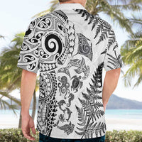 New Zealand Sea Animals Hawaiian Shirt with Maori Koru Tribal Tattoo and Silver Ferns White Color LT03 - Polynesian Pride