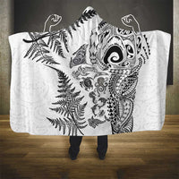 New Zealand Sea Animals Hooded Blanket with Maori Koru Tribal Tattoo and Silver Ferns White Color LT03 - Polynesian Pride