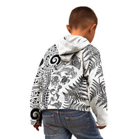 New Zealand Sea Animals Kid Hoodie with Maori Koru Tribal Tattoo and Silver Ferns White Color LT03 - Polynesian Pride