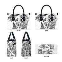 New Zealand Sea Animals Leather Bag with Maori Koru Tribal Tattoo and Silver Ferns White Color LT03 - Polynesian Pride