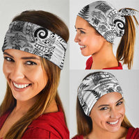 New Zealand Sea Animals Neck Gaiter with Maori Koru Tribal Tattoo and Silver Ferns White Color LT03 - Polynesian Pride
