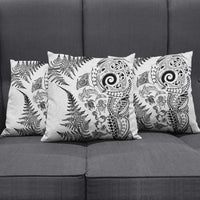 New Zealand Sea Animals Pillow Cover with Maori Koru Tribal Tattoo and Silver Ferns White Color LT03 - Polynesian Pride