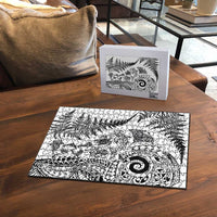 New Zealand Sea Animals Puzzle with Maori Koru Tribal Tattoo and Silver Ferns White Color LT03 - Polynesian Pride