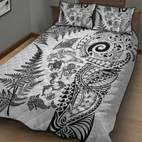 New Zealand Sea Animals Quilt Bed Set with Maori Koru Tribal Tattoo and Silver Ferns White Color LT03 - Polynesian Pride