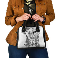 New Zealand Sea Animals Shoulder Handbag with Maori Koru Tribal Tattoo and Silver Ferns White Color LT03 - Polynesian Pride