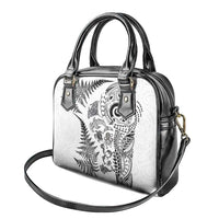 New Zealand Sea Animals Shoulder Handbag with Maori Koru Tribal Tattoo and Silver Ferns White Color LT03 - Polynesian Pride