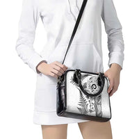 New Zealand Sea Animals Shoulder Handbag with Maori Koru Tribal Tattoo and Silver Ferns White Color LT03 - Polynesian Pride
