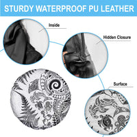 New Zealand Sea Animals Spare Tire Cover with Maori Koru Tribal Tattoo and Silver Ferns White Color LT03 - Polynesian Pride