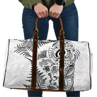 New Zealand Sea Animals Travel Bag with Maori Koru Tribal Tattoo and Silver Ferns White Color LT03 White - Polynesian Pride