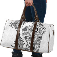 New Zealand Sea Animals Travel Bag with Maori Koru Tribal Tattoo and Silver Ferns White Color LT03 - Polynesian Pride