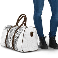 New Zealand Sea Animals Travel Bag with Maori Koru Tribal Tattoo and Silver Ferns White Color LT03 - Polynesian Pride