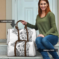 New Zealand Sea Animals Travel Bag with Maori Koru Tribal Tattoo and Silver Ferns White Color LT03 - Polynesian Pride