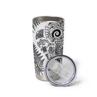 New Zealand Sea Animals Tumbler Cup with Maori Koru Tribal Tattoo and Silver Ferns White Color LT03 - Polynesian Pride