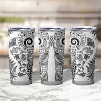 New Zealand Sea Animals Tumbler Cup with Maori Koru Tribal Tattoo and Silver Ferns White Color LT03 - Polynesian Pride