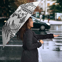 New Zealand Sea Animals Umbrella with Maori Koru Tribal Tattoo and Silver Ferns White Color LT03 - Polynesian Pride