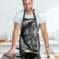 New Zealand Sea Animals Apron with Maori Koru Tribal Tattoo and Silver Ferns Black Color LT03 - Polynesian Pride