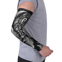 New Zealand Sea Animals Arm Sleeves with Maori Koru Tribal Tattoo and Silver Ferns Black Color LT03 - Polynesian Pride