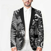 New Zealand Sea Animals Blazer with Maori Koru Tribal Tattoo and Silver Ferns Black Color LT03 - Polynesian Pride