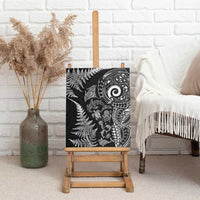 New Zealand Sea Animals Canvas Wall Art with Maori Koru Tribal Tattoo and Silver Ferns Black Color LT03 - Polynesian Pride