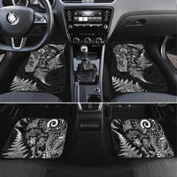 New Zealand Sea Animals Car Mats with Maori Koru Tribal Tattoo and Silver Ferns Black Color LT03 Set 4pcs Black - Polynesian Pride