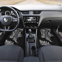 New Zealand Sea Animals Car Mats with Maori Koru Tribal Tattoo and Silver Ferns Black Color LT03 Set 2pcs - Front Black - Polynesian Pride