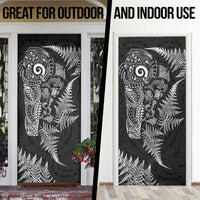 New Zealand Sea Animals Door Cover with Maori Koru Tribal Tattoo and Silver Ferns Black Color LT03 - Polynesian Pride