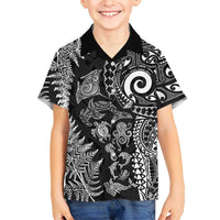 New Zealand Sea Animals Hawaiian Shirt with Maori Koru Tribal Tattoo and Silver Ferns Black Color LT03 - Polynesian Pride