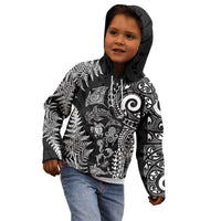 New Zealand Sea Animals Kid Hoodie with Maori Koru Tribal Tattoo and Silver Ferns Black Color LT03 - Polynesian Pride