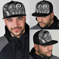New Zealand Sea Animals Mesh Trucker Cap with Maori Koru Tribal Tattoo and Silver Ferns Black Color LT03 - Polynesian Pride