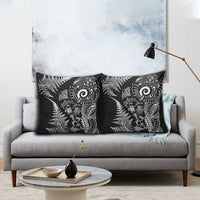 New Zealand Sea Animals Pillow Cover with Maori Koru Tribal Tattoo and Silver Ferns Black Color LT03 - Polynesian Pride