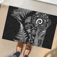 New Zealand Sea Animals Rubber Doormat with Maori Koru Tribal Tattoo and Silver Ferns Black Color LT03 - Polynesian Pride