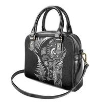 New Zealand Sea Animals Shoulder Handbag with Maori Koru Tribal Tattoo and Silver Ferns Black Color LT03 - Polynesian Pride