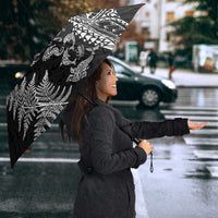 New Zealand Sea Animals Umbrella with Maori Koru Tribal Tattoo and Silver Ferns Black Color LT03 - Polynesian Pride