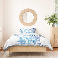 New Zealand Sea Animals Bedding Set with Maori Koru Tribal Tattoo and Silver Ferns Galaxy Style