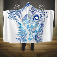 New Zealand Sea Animals Hooded Blanket with Maori Koru Tribal Tattoo and Silver Ferns Galaxy Style LT03 - Polynesian Pride