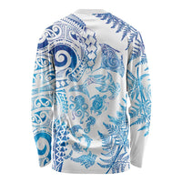 New Zealand Sea Animals Long Sleeve Shirt with Maori Koru Tribal Tattoo and Silver Ferns Galaxy Style LT03 - Polynesian Pride