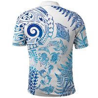 New Zealand Sea Animals Polo Shirt with Maori Koru Tribal Tattoo and Silver Ferns Galaxy Style LT03 - Polynesian Pride