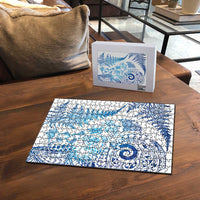 New Zealand Sea Animals Puzzle with Maori Koru Tribal Tattoo and Silver Ferns Galaxy Style
