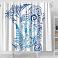 New Zealand Sea Animals Shower Curtain with Maori Koru Tribal Tattoo and Silver Ferns Galaxy Style LT03 - Polynesian Pride