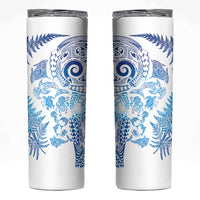 New Zealand Sea Animals Skinny Tumbler with Maori Koru Tribal Tattoo and Silver Ferns Galaxy Style LT03 Multicolor - Polynesian Pride