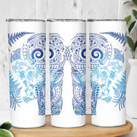 New Zealand Sea Animals Skinny Tumbler with Maori Koru Tribal Tattoo and Silver Ferns Galaxy Style LT03 - Polynesian Pride