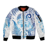 New Zealand Sea Animals Sleeve Zip Bomber Jacket with Maori Koru Tribal Tattoo and Silver Ferns Galaxy Style LT03 Unisex Multicolor - Polynesian Pride