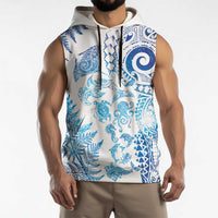 New Zealand Sea Animals Sleeveless Hoodie with Maori Koru Tribal Tattoo and Silver Ferns Galaxy Style LT03 - Polynesian Pride