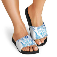 New Zealand Sea Animals Slide Sandals with Maori Koru Tribal Tattoo and Silver Ferns Galaxy Style LT03 - Polynesian Pride
