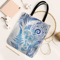 New Zealand Sea Animals Tote Bag with Maori Koru Tribal Tattoo and Silver Ferns Galaxy Style LT03 Black Strap One Size Multicolor - Polynesian Pride