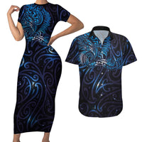 New Zealand New Year-Matariki Couples Matching Short Sleeve Bodycon Dress and Hawaiian Shirt Aotearoa Maori Tattoo Galaxy Sky LT03 Multicolor - Polynesian Pride