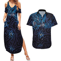 New Zealand New Year-Matariki Couples Matching Summer Maxi Dress and Hawaiian Shirt Aotearoa Maori Tattoo Galaxy Sky LT03 Multicolor - Polynesian Pride