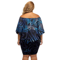 New Zealand New Year-Matariki Family Matching Off Shoulder Short Dress and Hawaiian Shirt Aotearoa Maori Tattoo Galaxy Sky LT03 - Polynesian Pride